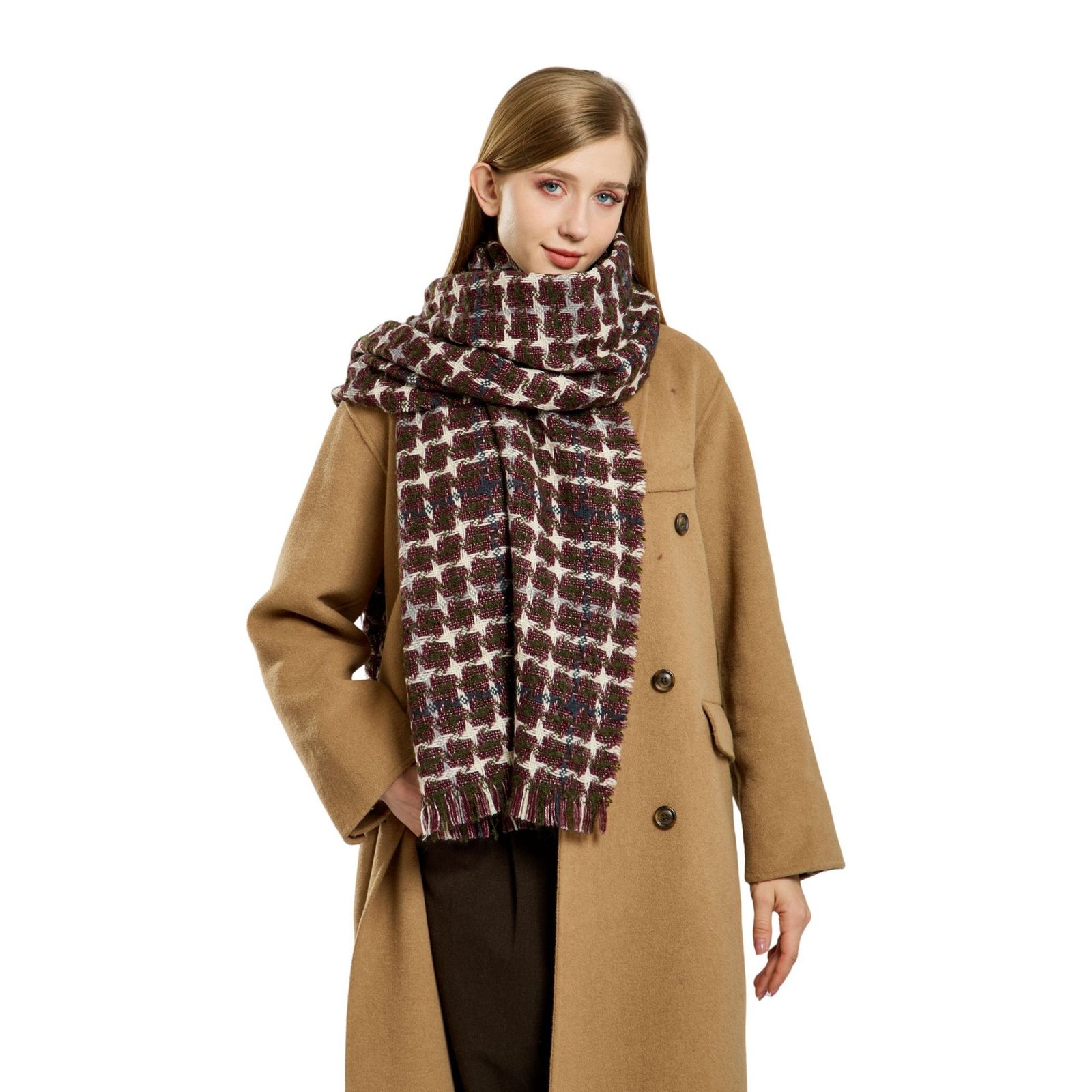 Soft Cashmere Feel Scarf For Women, 100% Wool, 220*34cm - Image 3