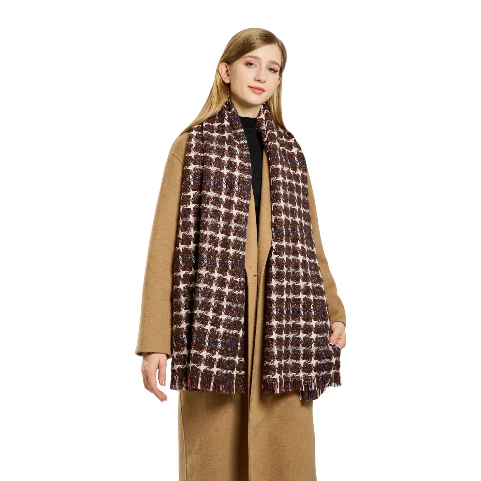 Soft Cashmere Feel Scarf For Women, 100% Wool, 220*34cm
