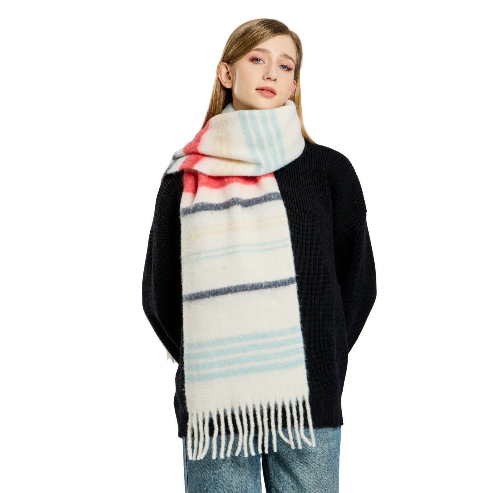 Large Soft Pashmina Shawl Wrap Scarf, 100% Wool,38*190cm