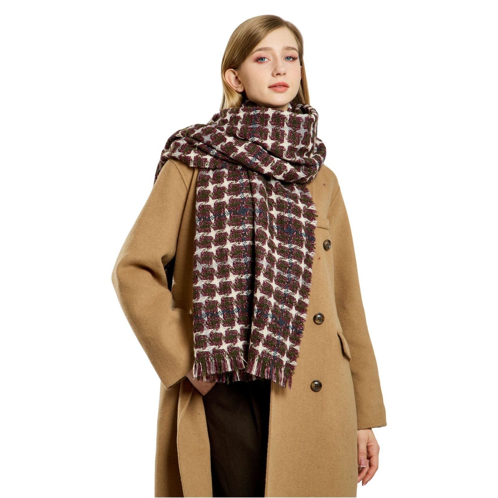 Soft Cashmere Feel Scarf For Women, 100% Wool, 220*34cm - Image 2