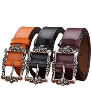 100% cowhide, 24k glossy pure steel buckle belt, width 3.8cm