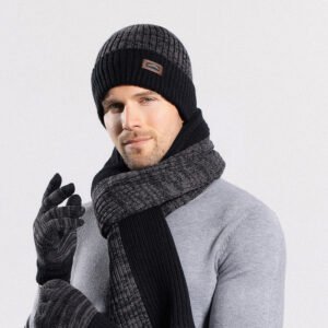 Winter hat scarf warm knit hat set