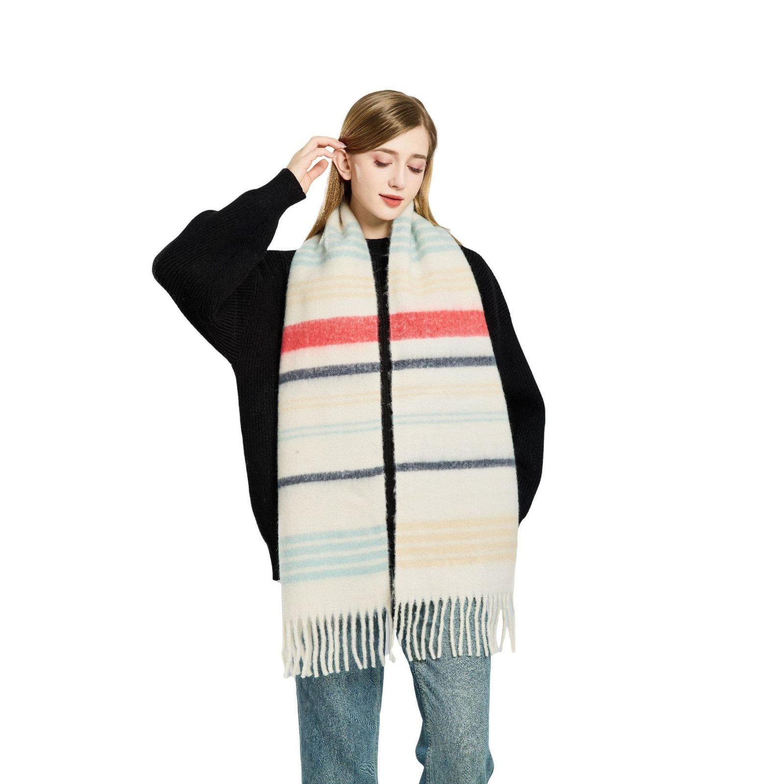 Large Soft Pashmina Shawl Wrap Scarf, 100% Wool,38*190cm - Image 3