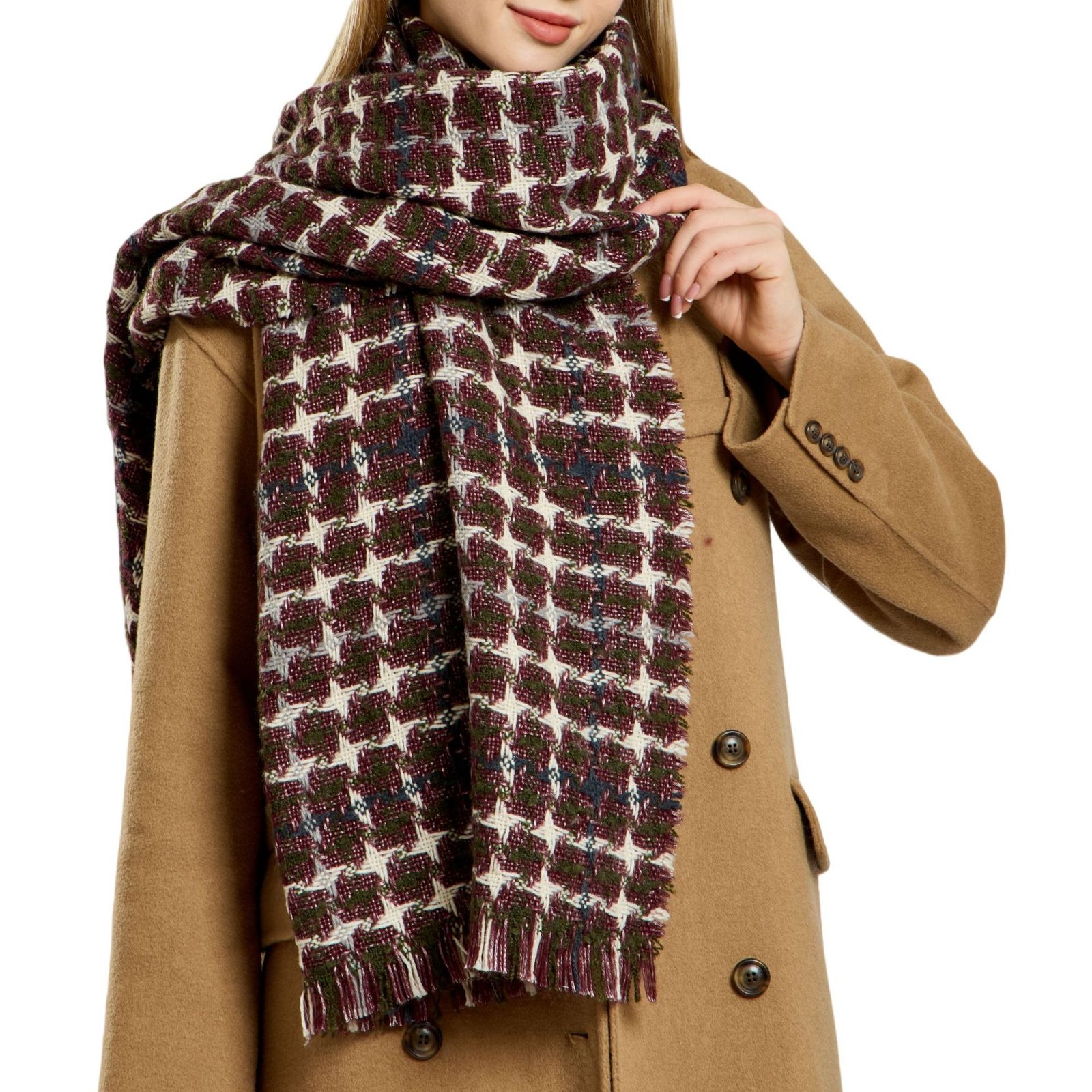 Soft Cashmere Feel Scarf For Women, 100% Wool, 220*34cm - Image 4